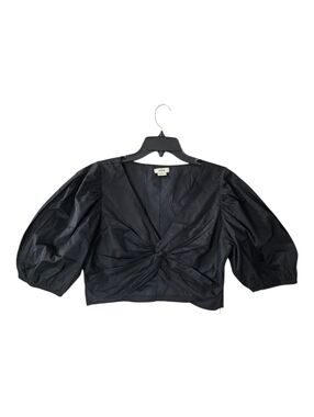 Jason Wu Puff Sleeve Twist Front Crop Blouse Top